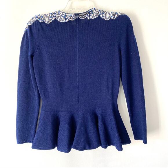 Pat Sandler Wellmore Beaded Peplum Sweater 12 - Picture 7 of 8